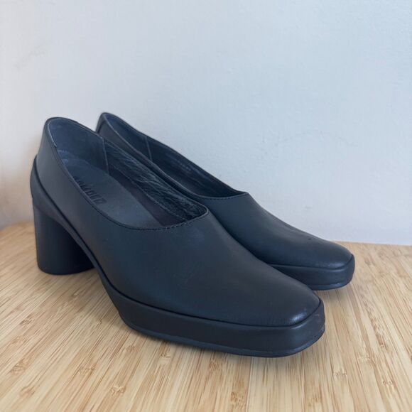 Camper Upright Pumps EU 41 Black Leather Chunky Heels - Picture 11 of 11